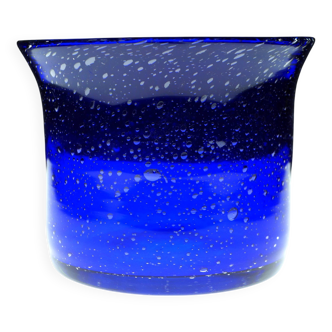 Modern Scandinavian design, an vintage art glass bowl, bright blue.