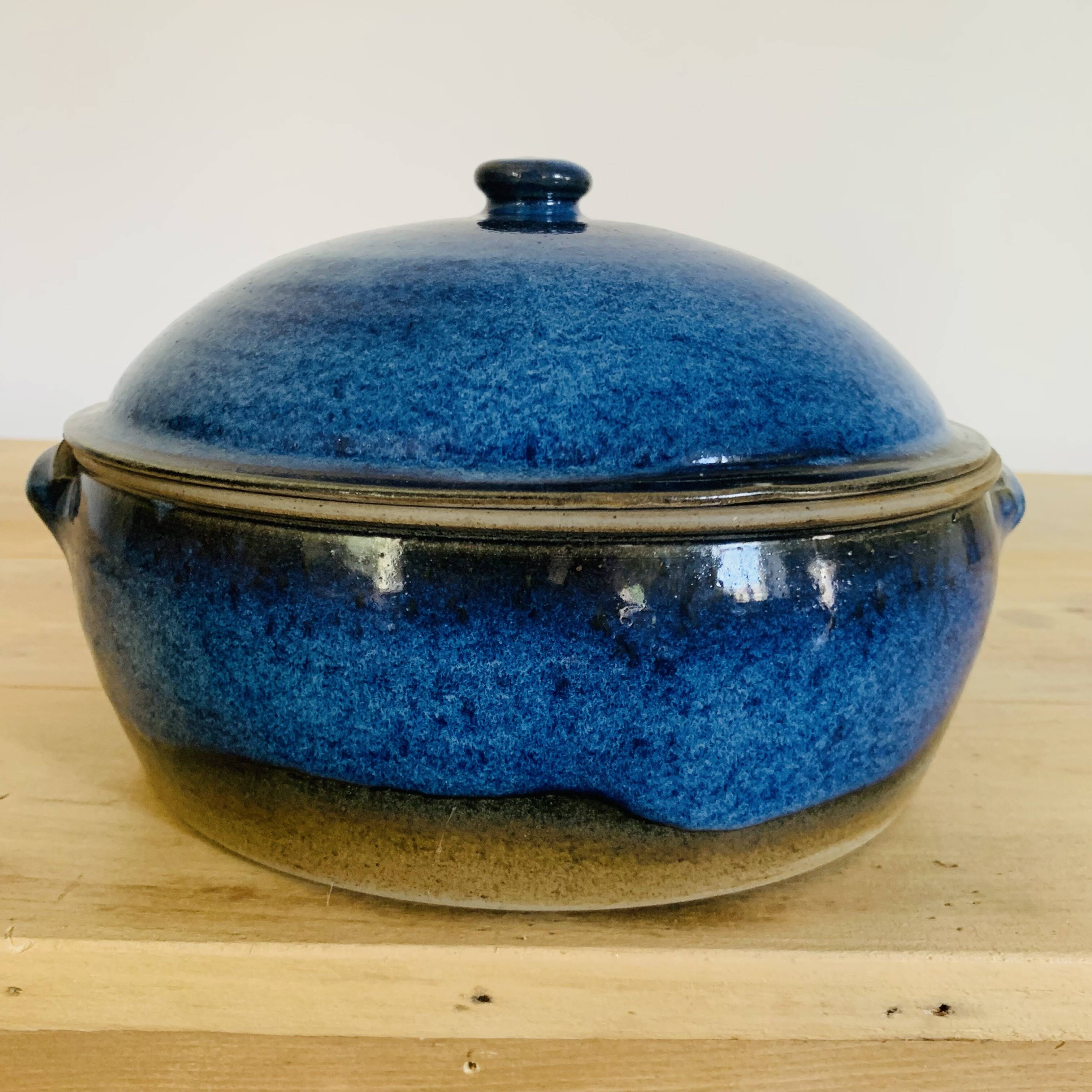 Blue glazed stoneware tureen