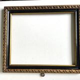 Cadre bois ancien Bordure noire & dorée 28,5 cm x 24 cm