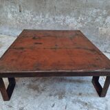 Industrial coffee table pallet table steel cinnamon brown