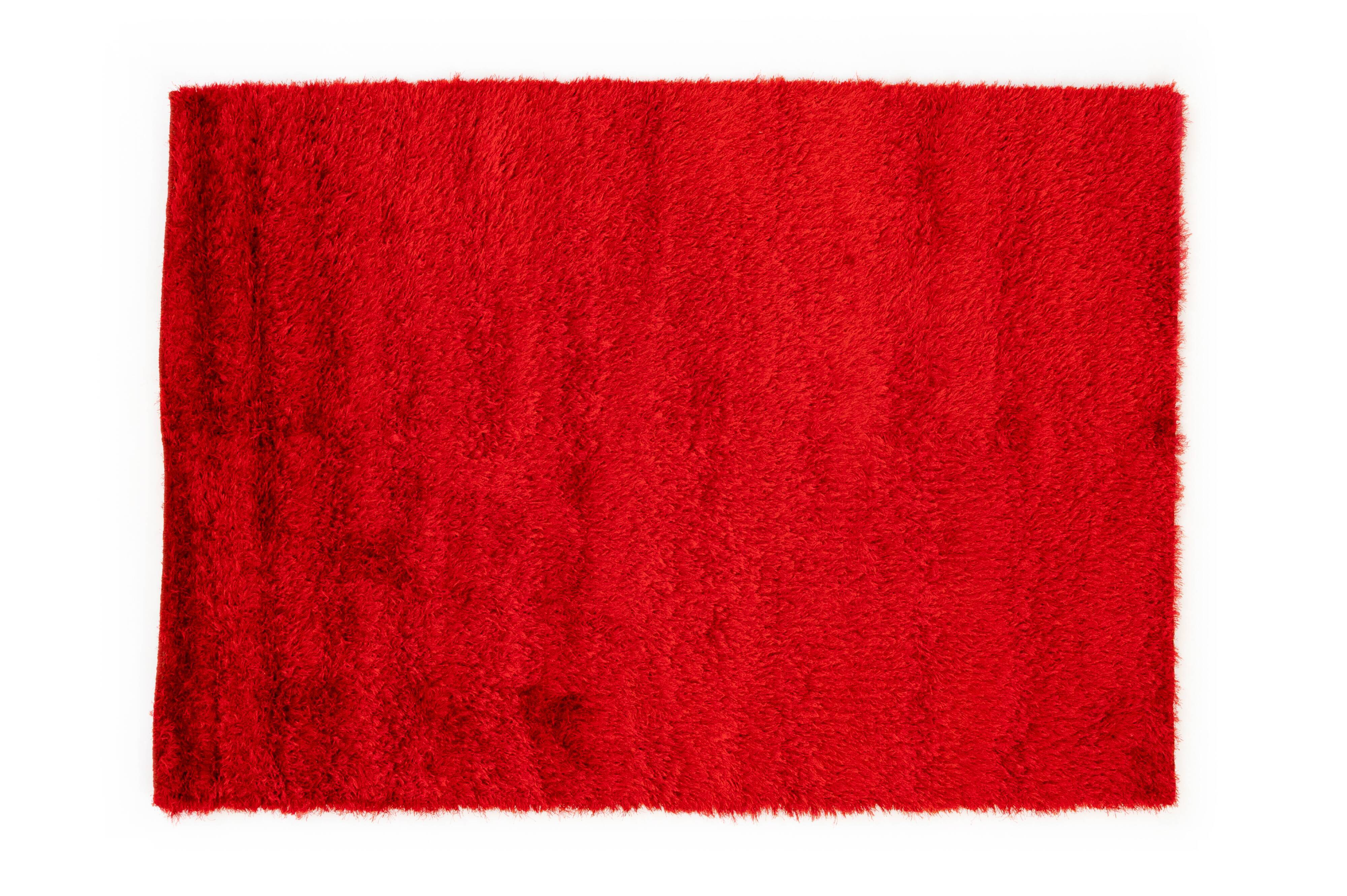 NOS Scandinavian design viscose rya rug by Axeco Svenska AB. 205 x 144 cm = 81 x 57 in.