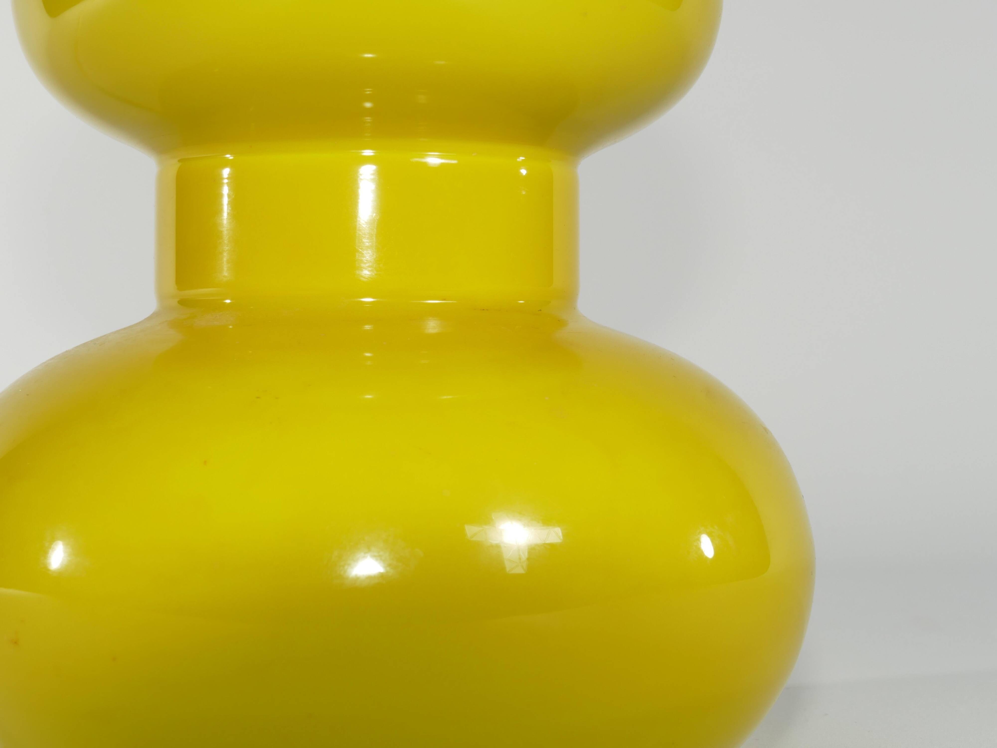 Mid-Century Modern Curvaceous Bright Yellow Glass Table Lamp by Orrefors, 1960s