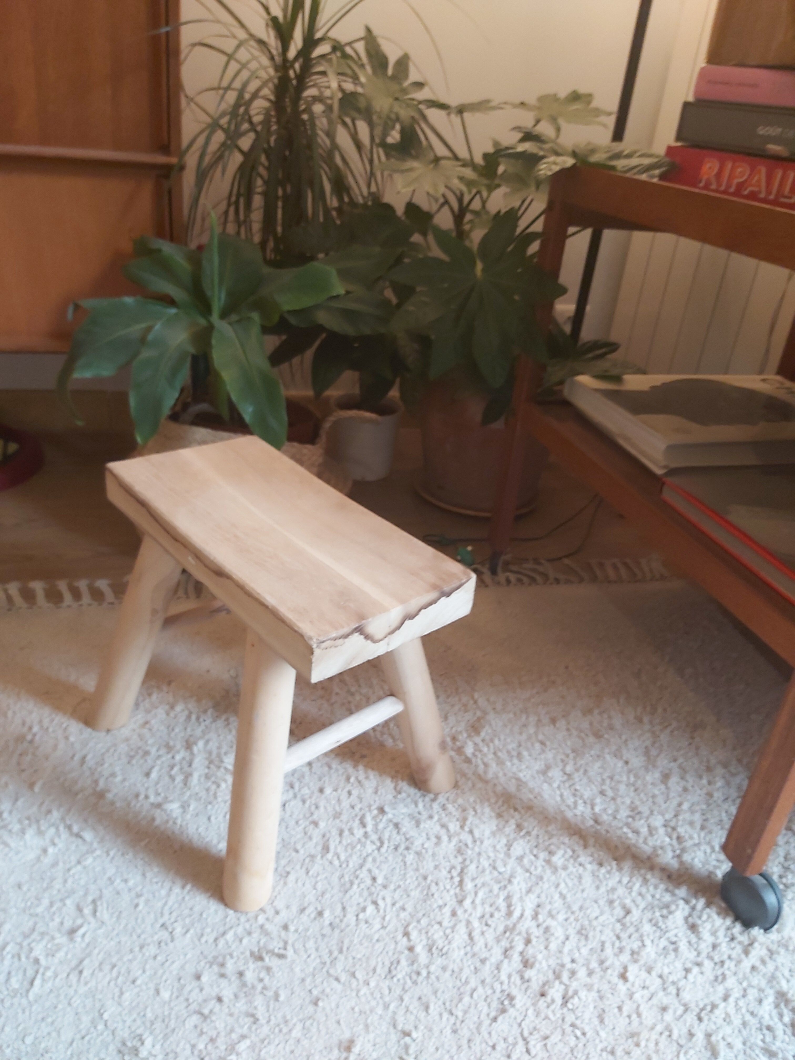 Solid wood raw stool