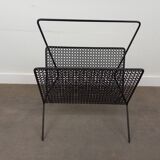 1950s magazine rack in perforated sheet metal