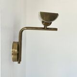 Vintage wall lamp, brass and sandblasted glass, France, 1970