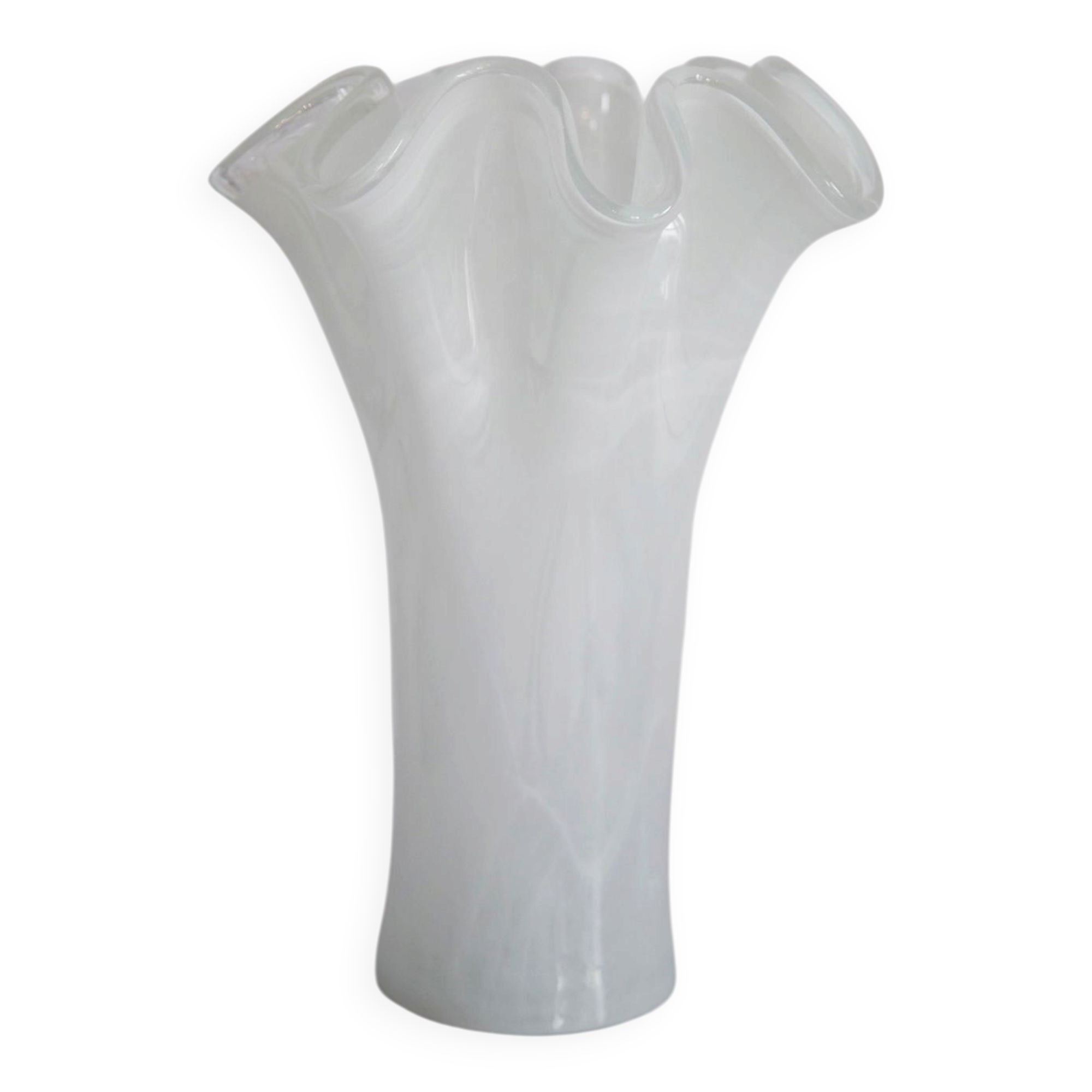 Vintage white Murano glass vase, Italy, 2000s