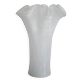 Vintage white Murano glass vase, Italy, 2000s