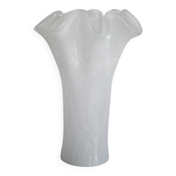Vase vintage blanc Murano en verre, Italie, années 2000