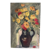 Yellow bouquet, oil on panel signed Guy de Jong.