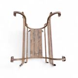 Vintage black wrought iron fireplace log holder / 1960s