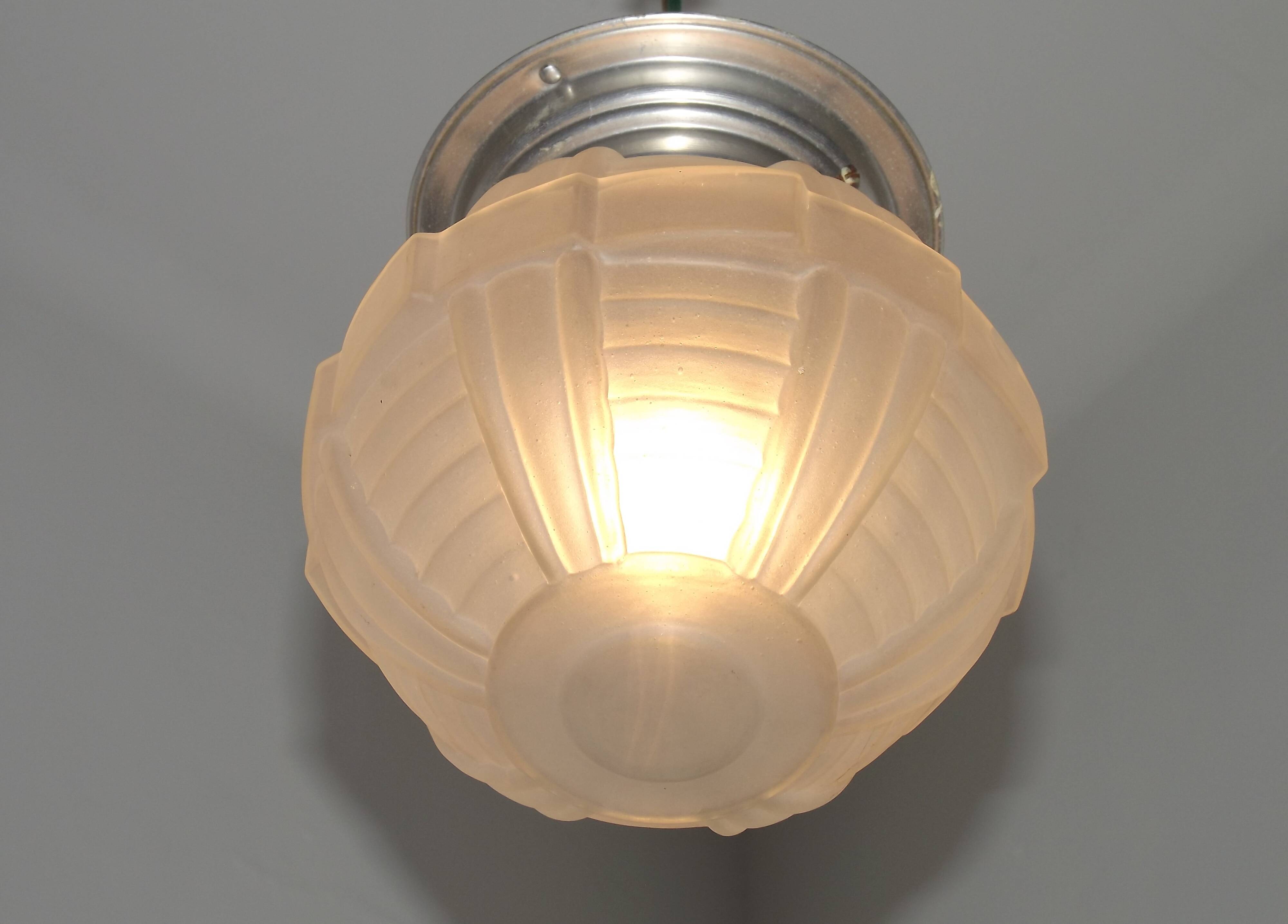 Art Deco ceiling light in glass and metal