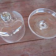 Old glass cake dome on a stand
