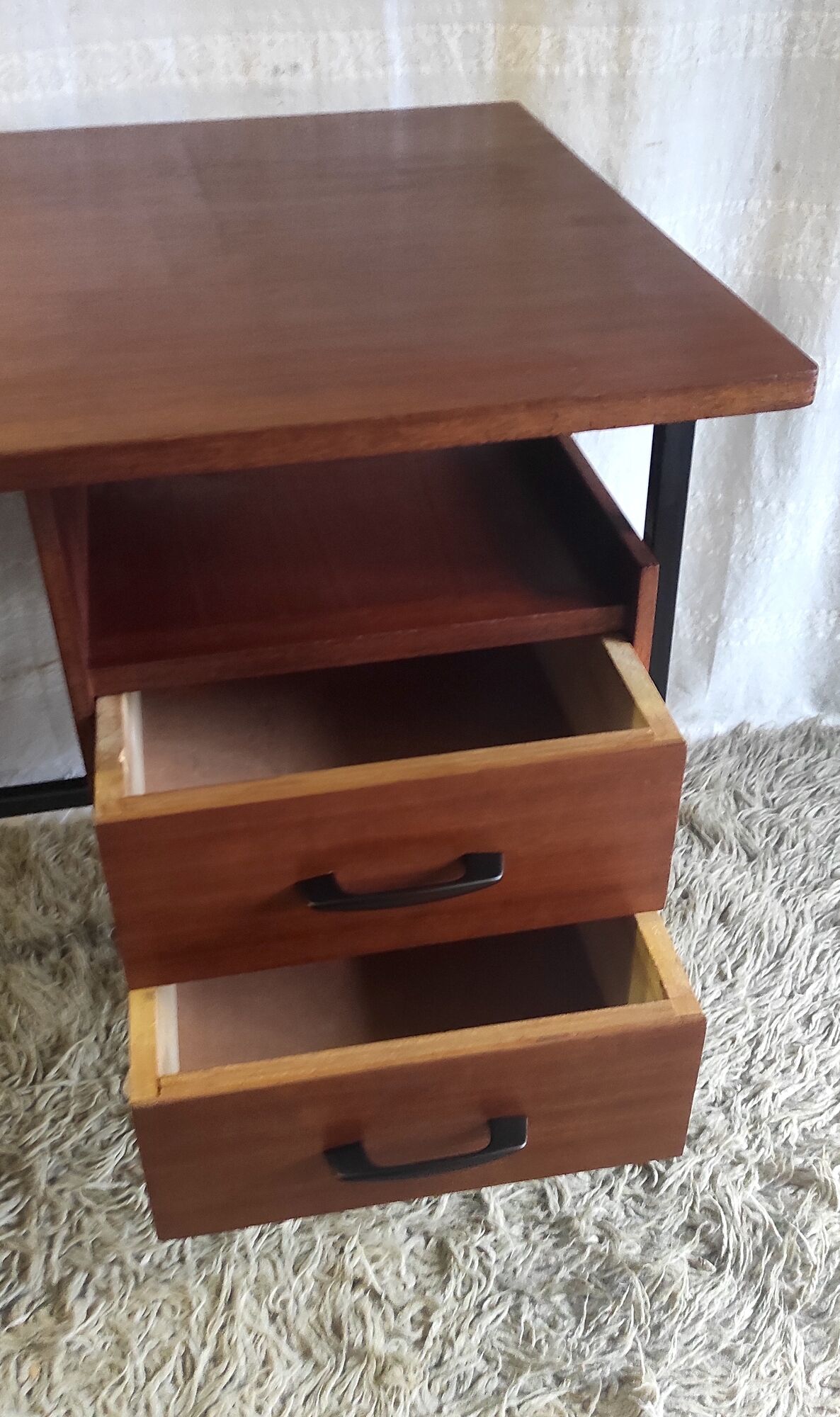 Modernist metal and wood desk by Seducta – 50s/60s