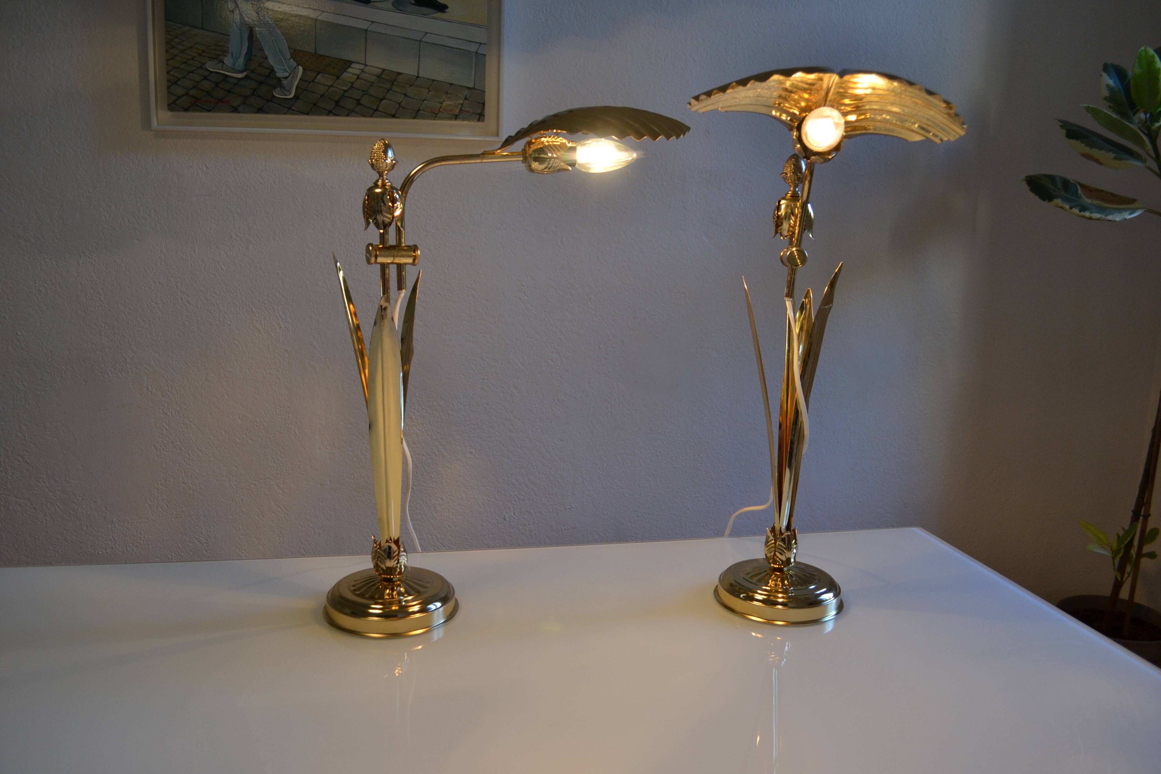 Pair of 1980s Hollywood Regency Gold Table Lamps