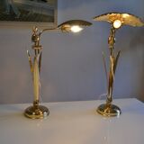 Pair of 1980s Hollywood Regency Gold Table Lamps