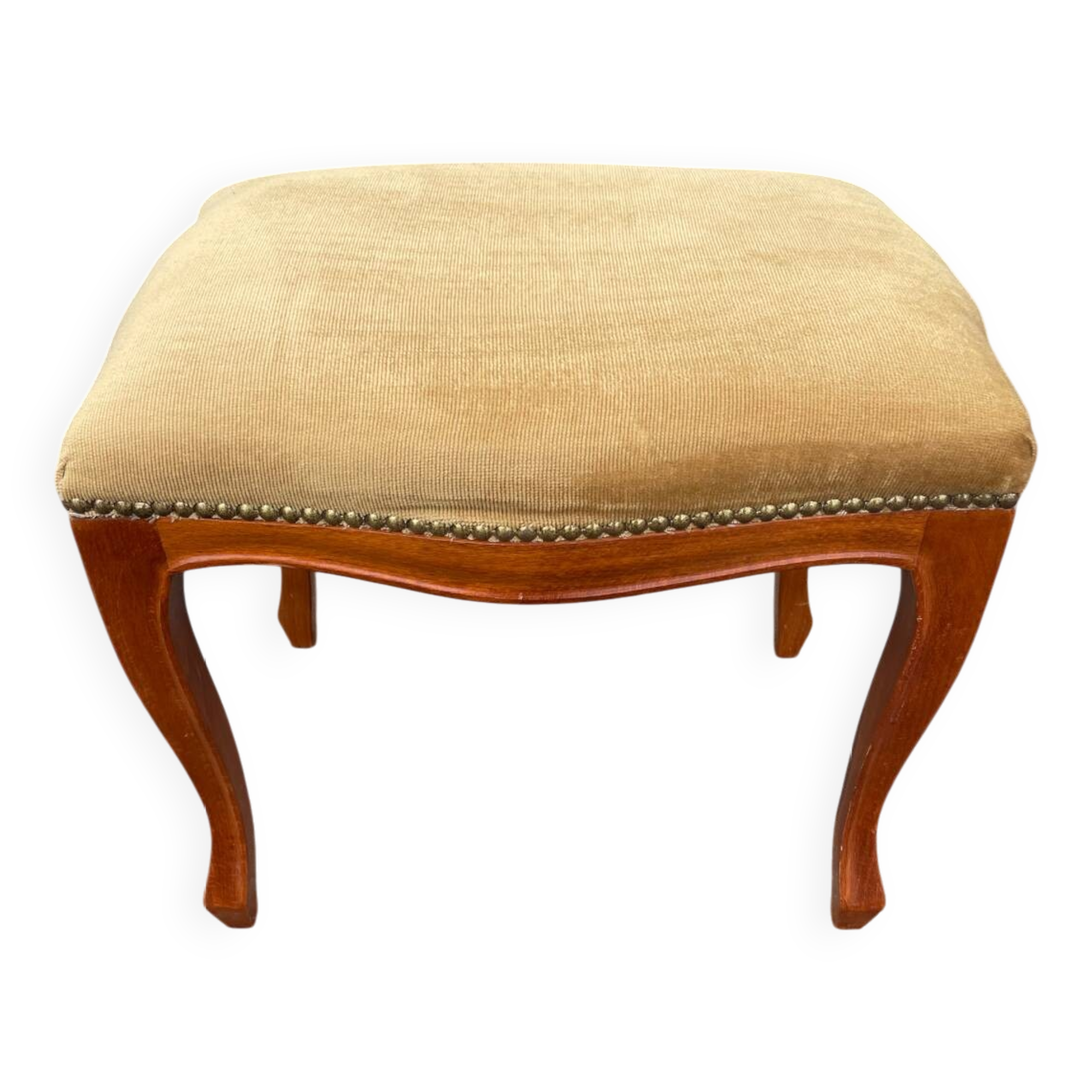Louis XV style wooden and velvet footrest