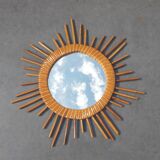 Vintage rattan sun mirror 36cm