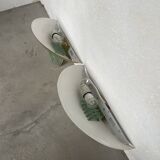 Pair of brass and art deco glass wall lights SCE