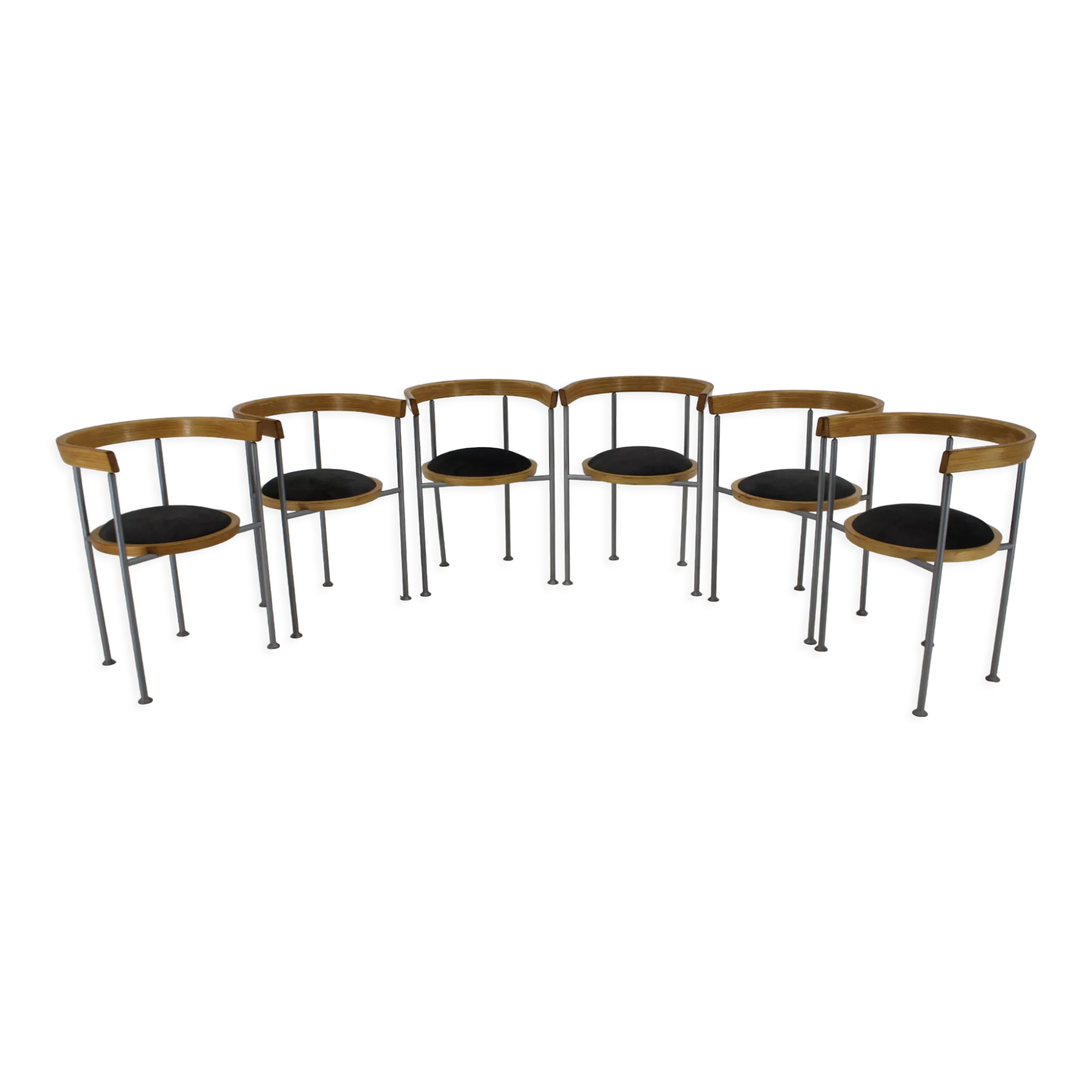 Set of 6 dining chairs by Börge Lindau for Bla Station Sweden 1990s