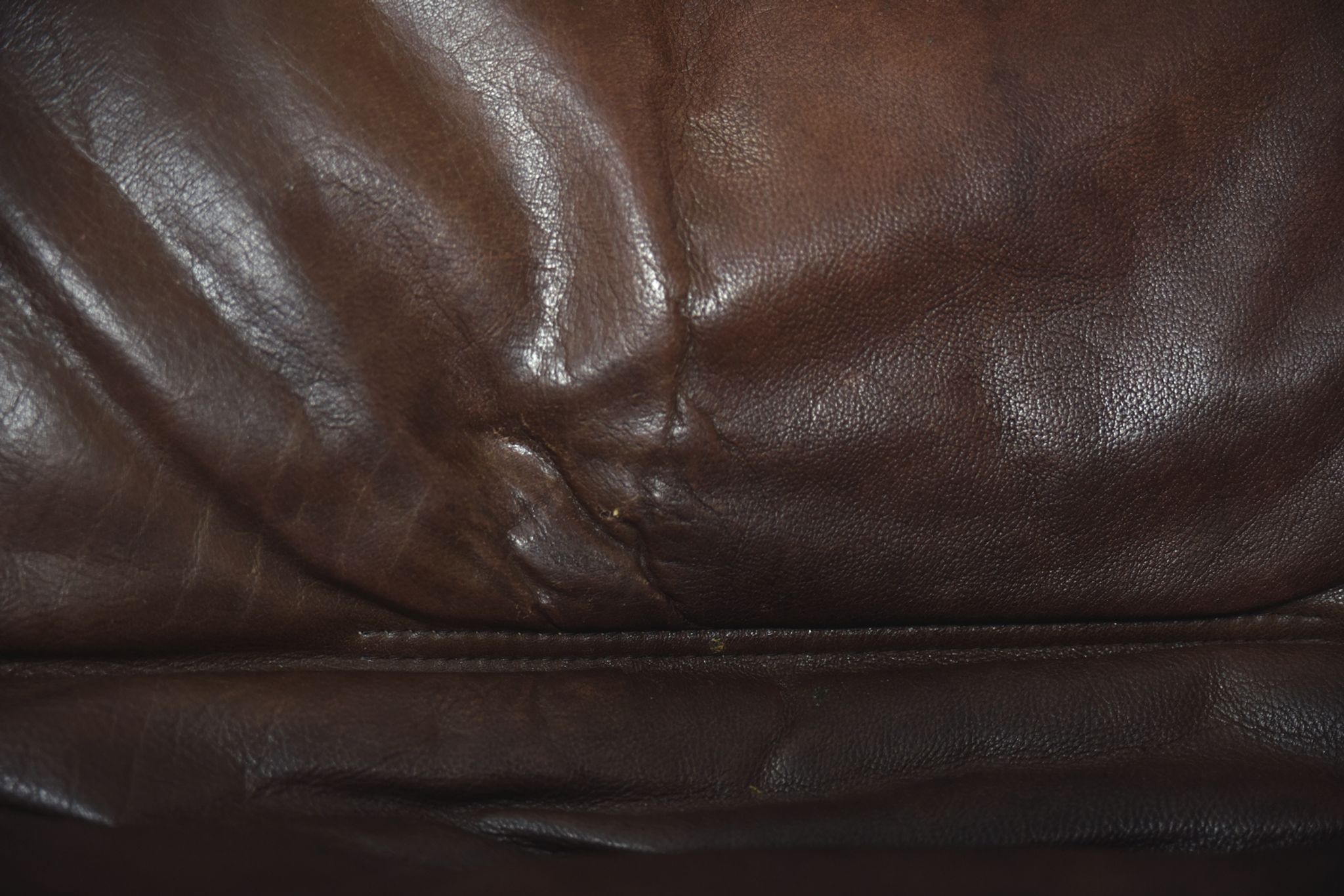 Danish patinated leather adjustable easy chair and ottoman by Berg Furniture, 1970s