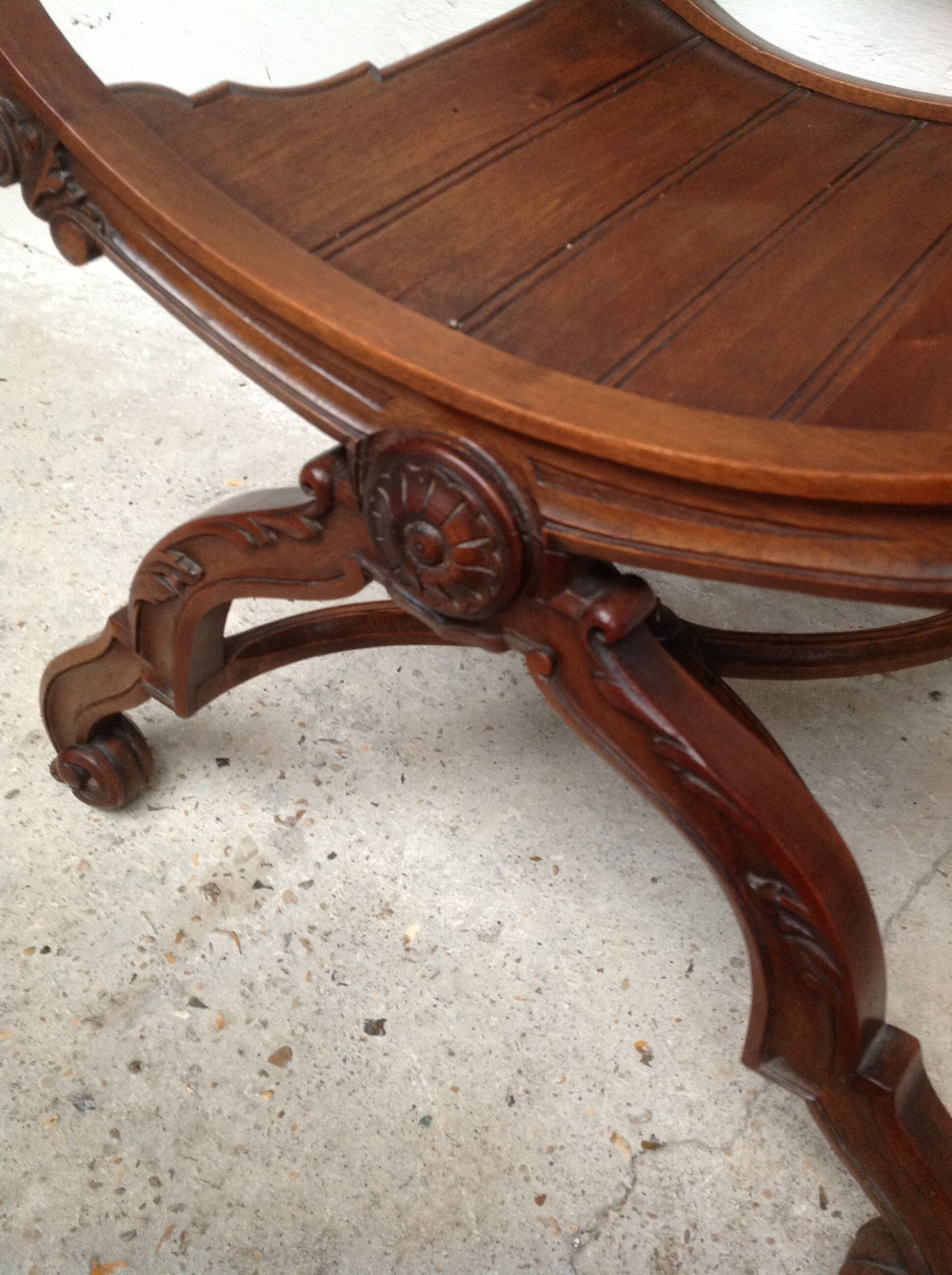 Pair of antique armchairs curules called Dagobert in carved wood