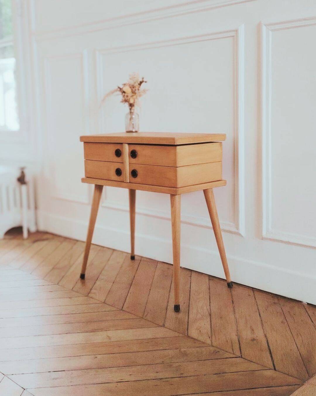 Worker/ Renovated vintage Scandinavian bedside table, 1950s-60s