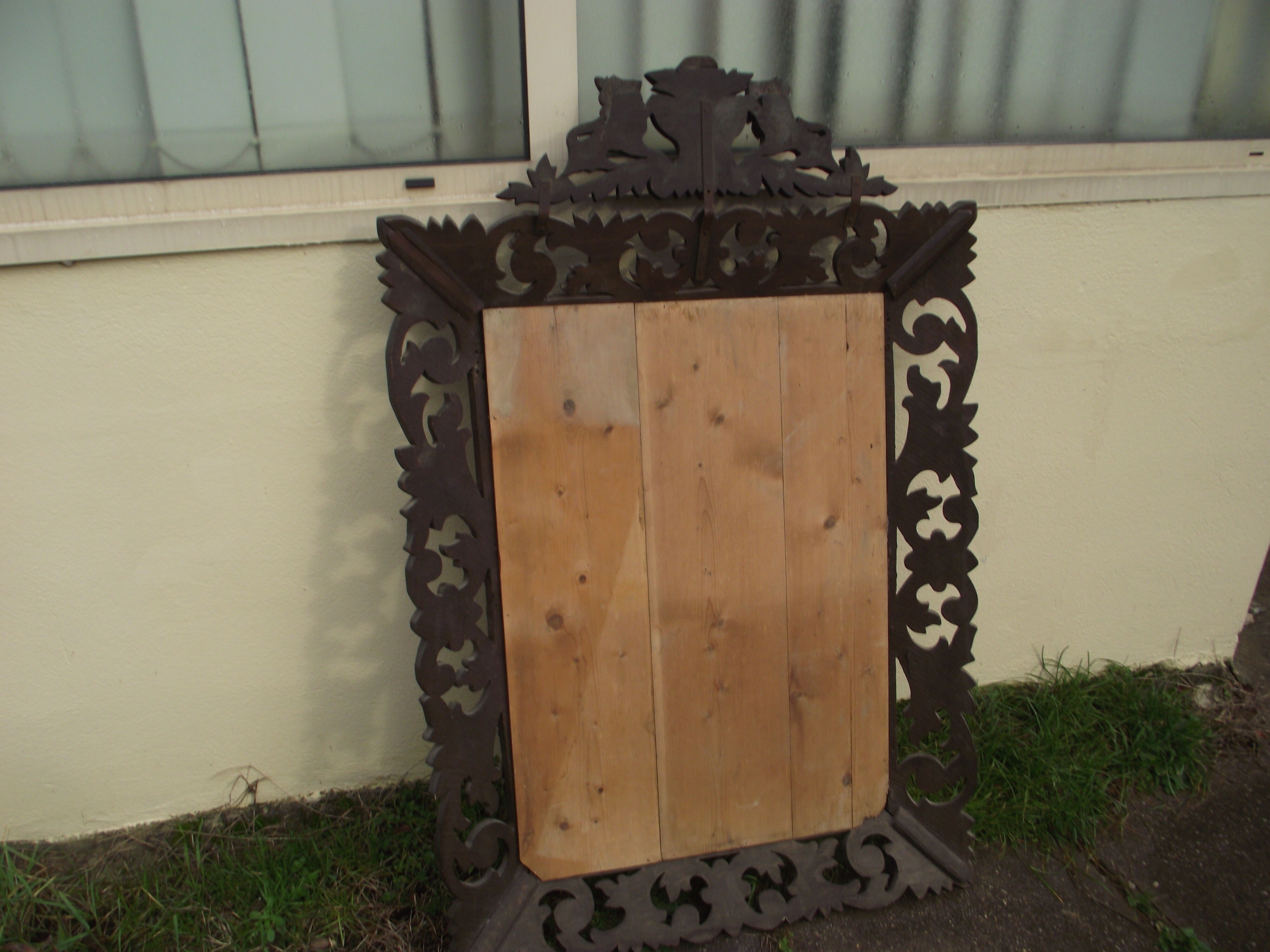Louis XIII-style carved oak mirror - 129x88cm