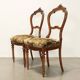 Chaises anciennes en noyer avec assise rembourrée, décoration florale, XIXe siècle