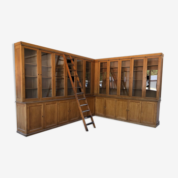 Large corner bookcase or pair of oak bookcases