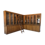 Large corner bookcase or pair of oak bookcases