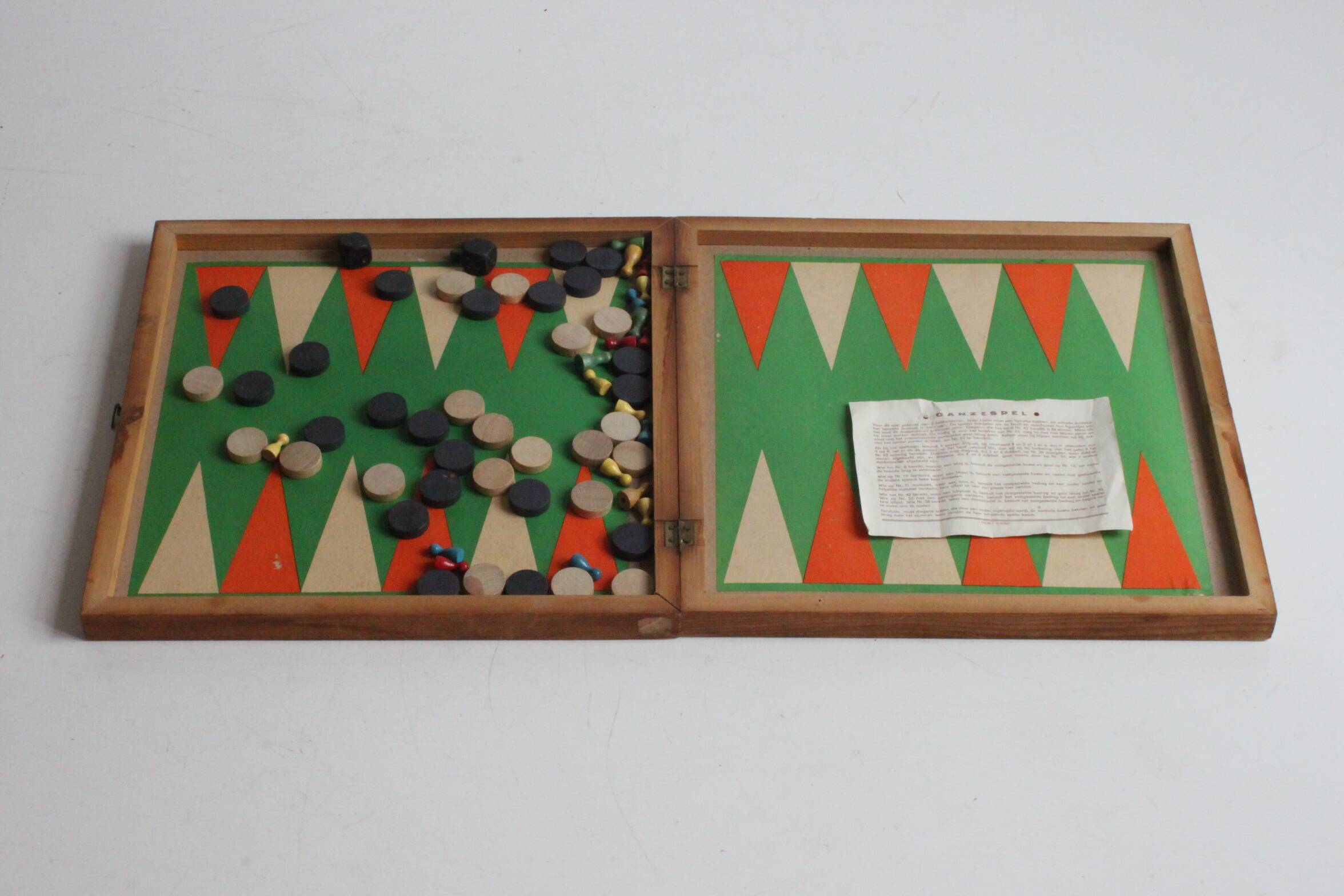 Vintage jeu de l'oie, backgammon and Ludo, 1930S.