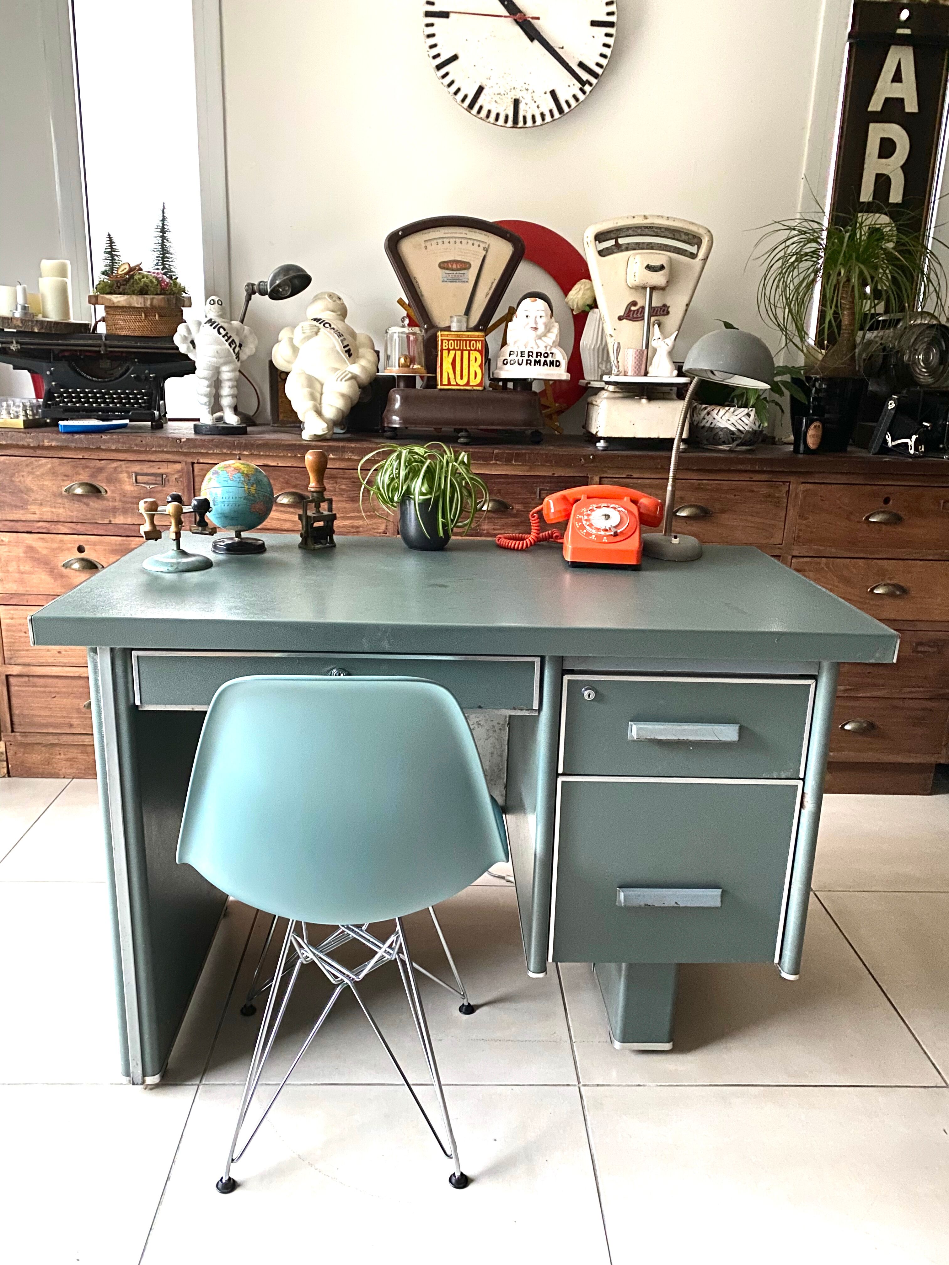 Vintage green metal industrial office