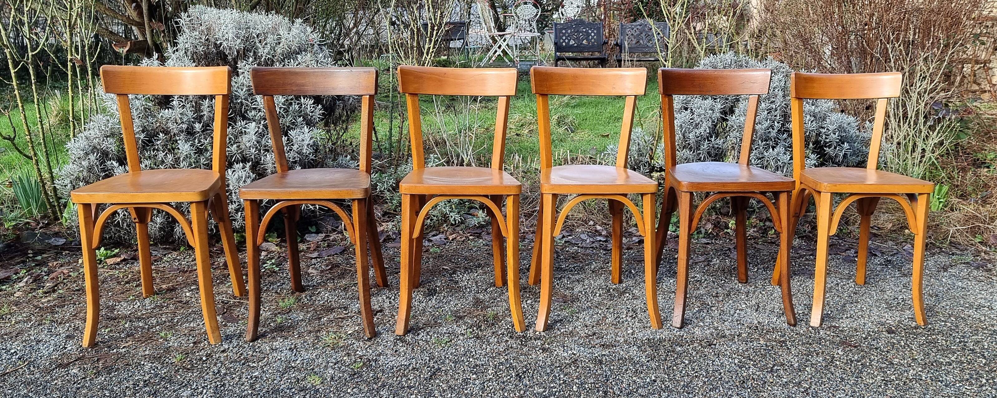 6 Baumann n°55 chairs from the 1950s