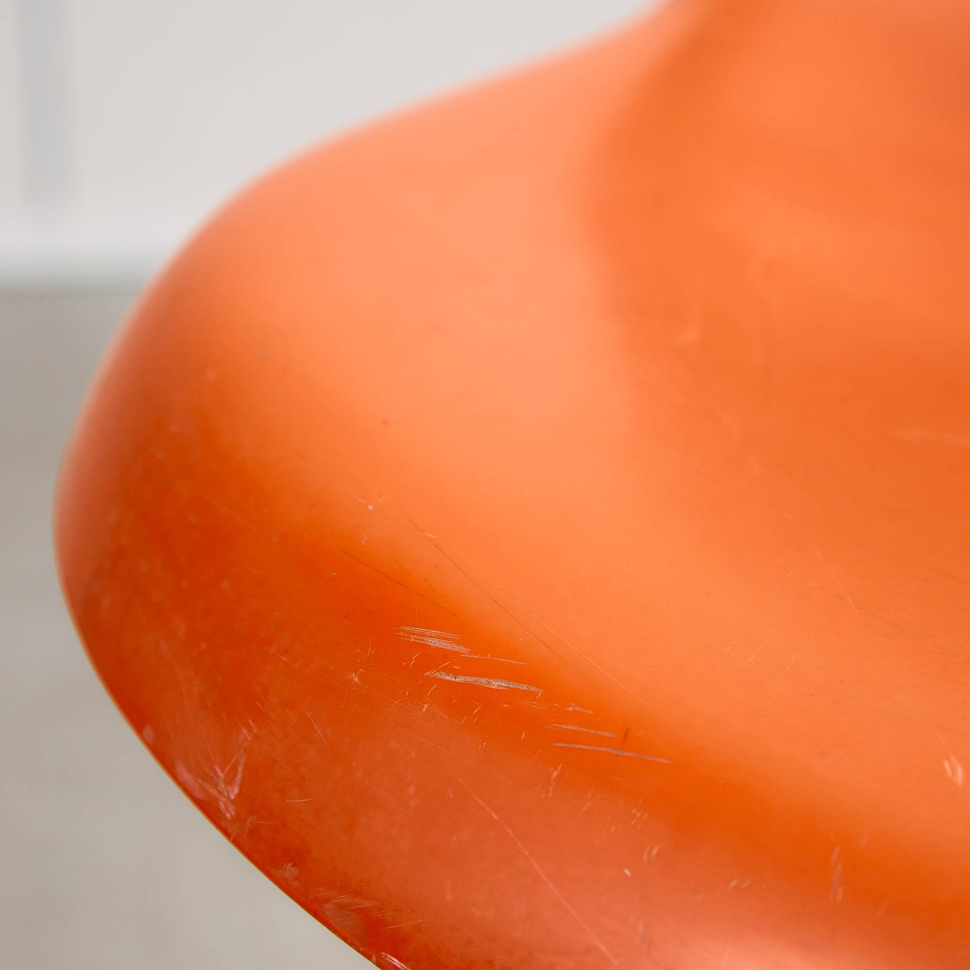 Set of Single-base Orange Molded Chairs, 1970s