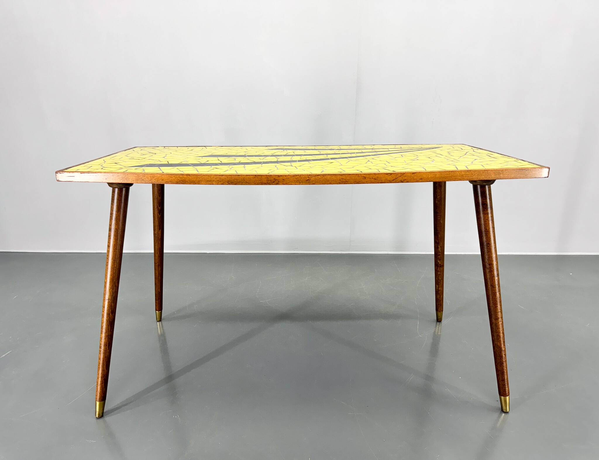 Midcetury Wood & Glass Mozaik Coffee or Side Table, Germany