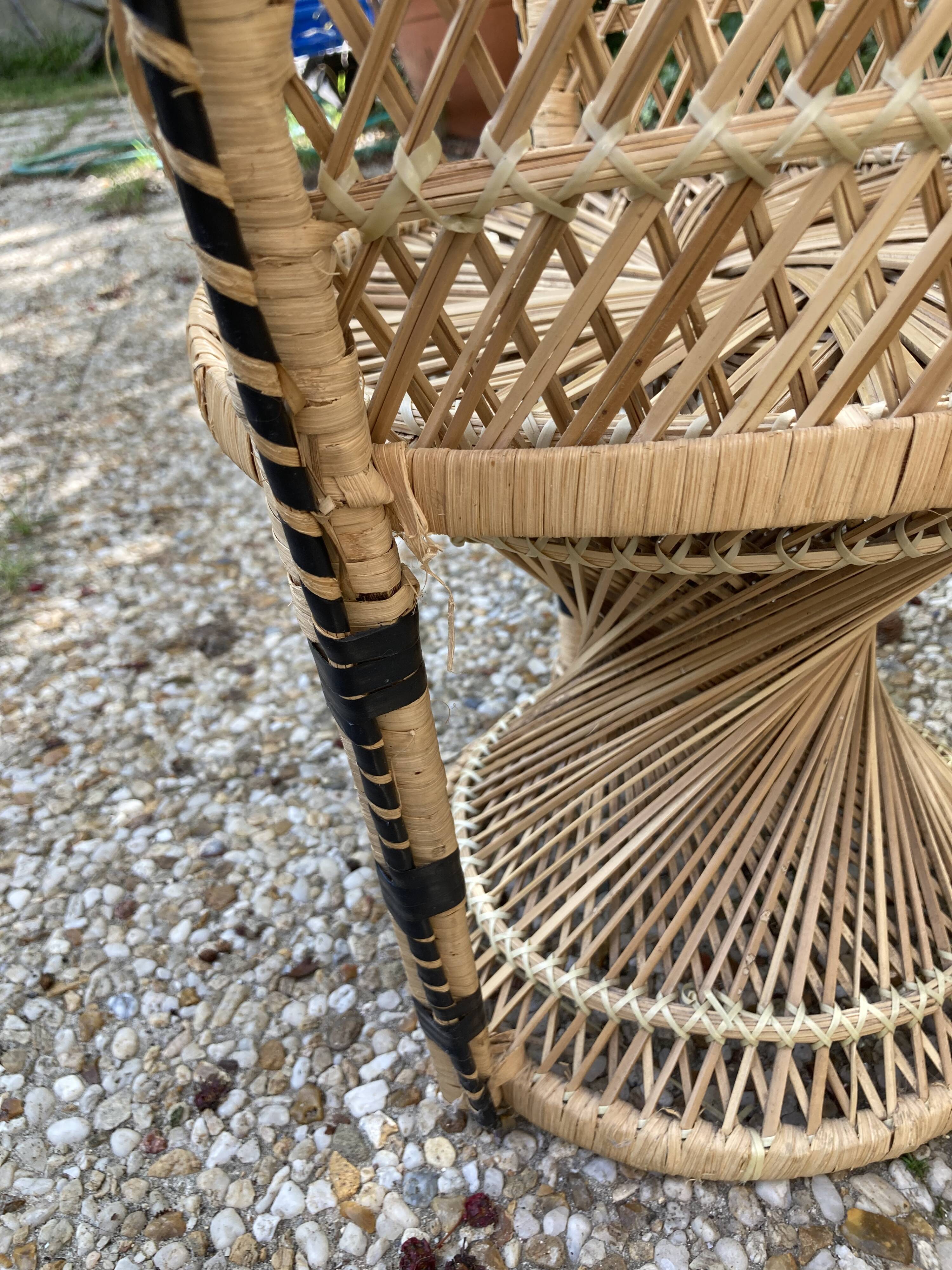 Set of 3 vintage rattan armchairs