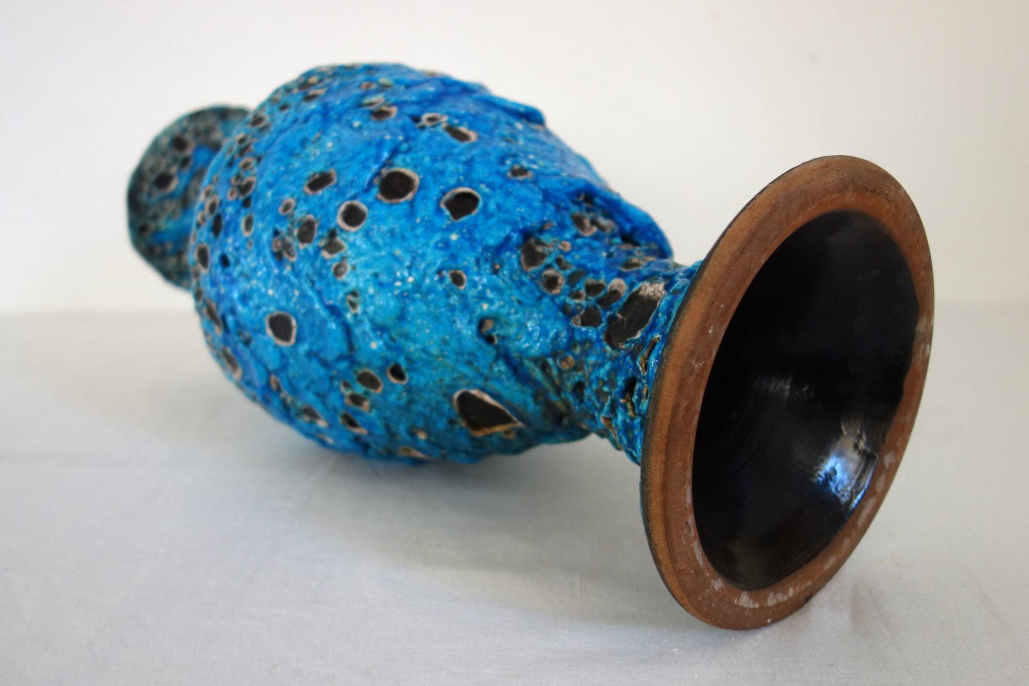 Large Fat Lava enamel vase by Charles Cart, Sea Foam, 1960