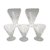 Lot de 5 verres à pieds fonds épais début XXème