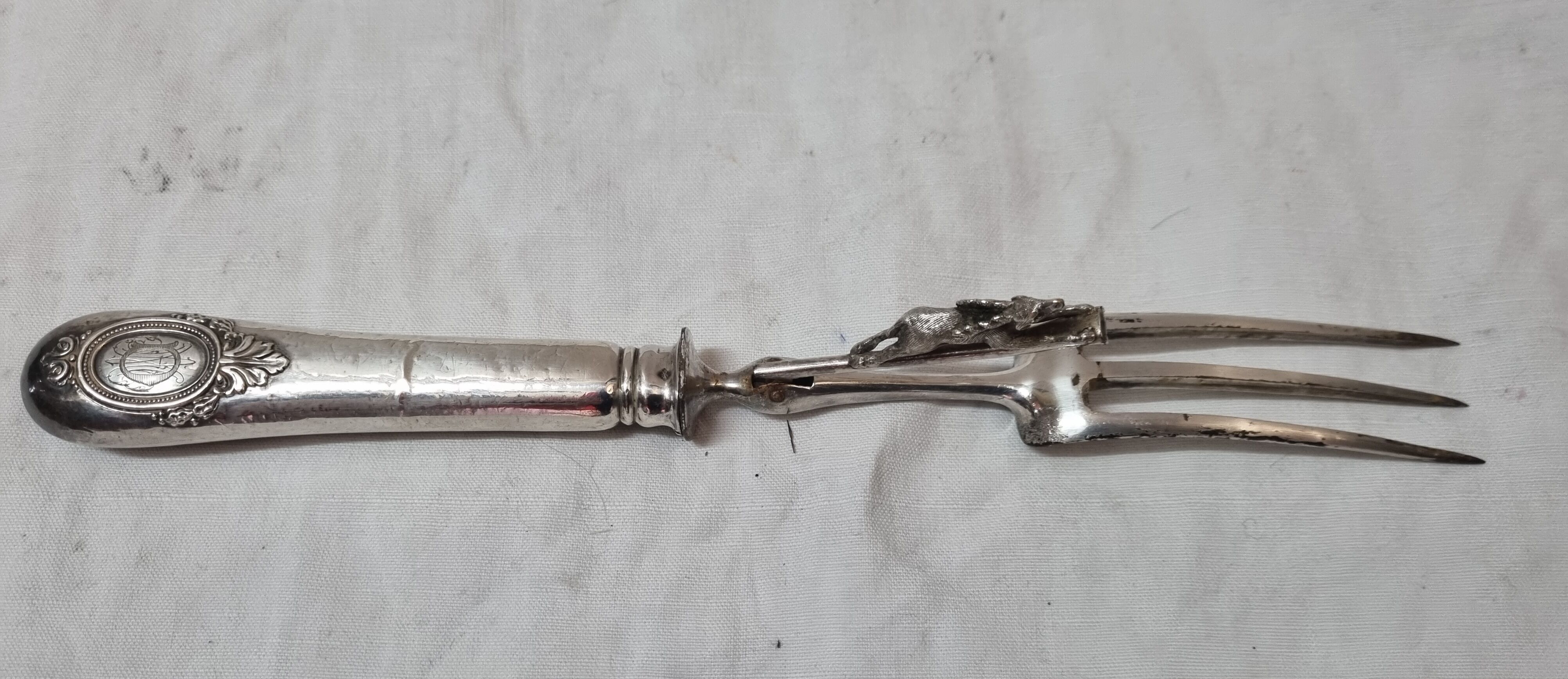 Solid silver meat fork, early twentieth century