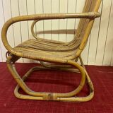 Pair of vintage rattan armchairs, Italy 1950