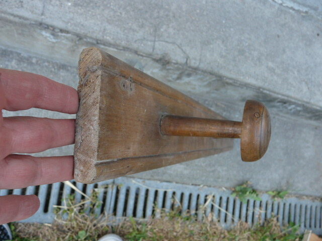 Wooden wall coat holder with 3 vintage hooks