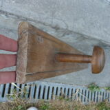 Wooden wall coat holder with 3 vintage hooks