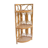 Vintage rattan corner shelf