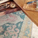 Solid oak farmhouse table with two-plank top