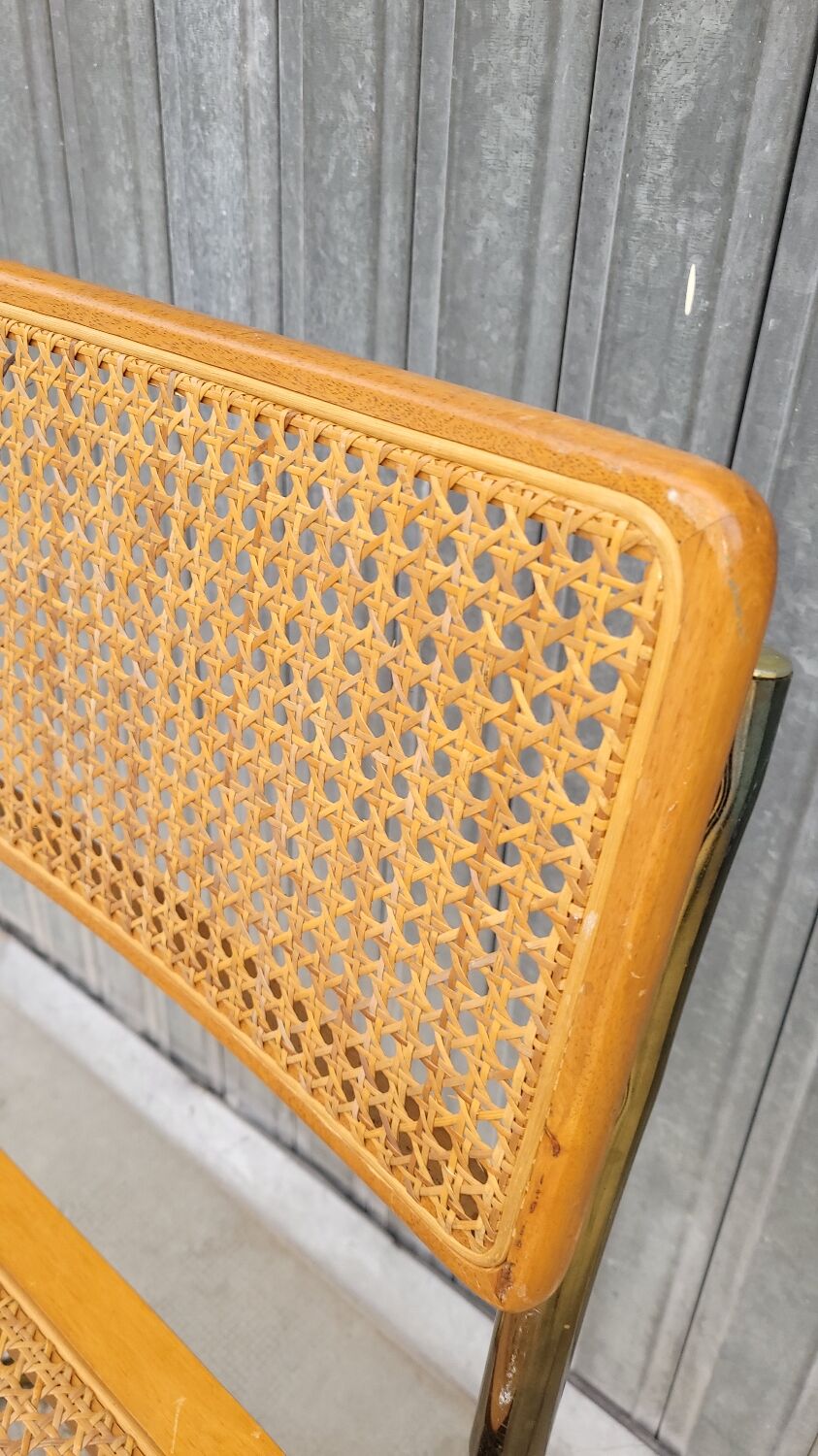 Marcel Breuer chair in cane model B32 vintage gold color