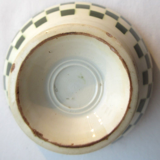 Old Art Deco bowl, green checkerboard décor, Badonviller