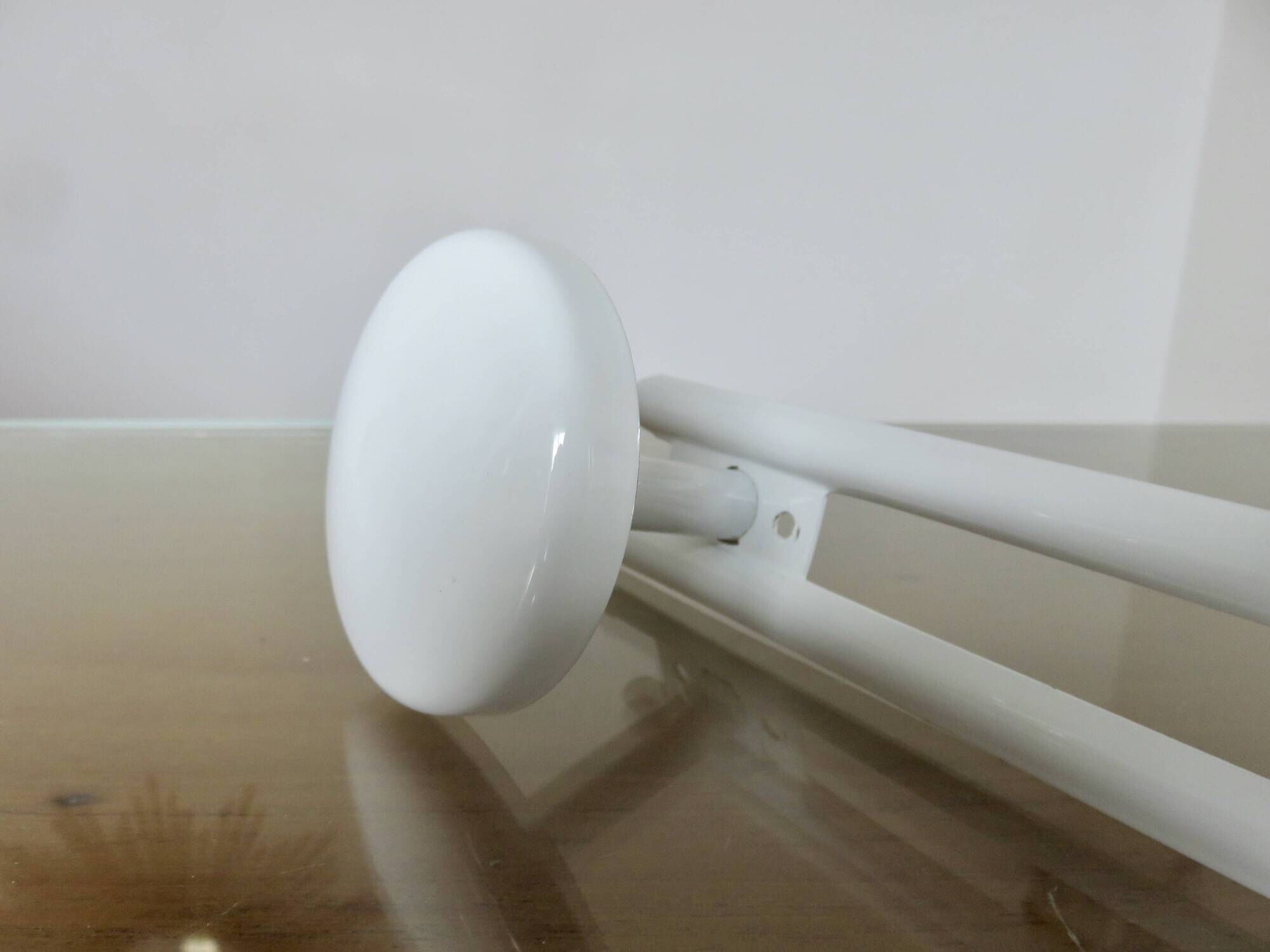 White lacquered metal coat rack with 2 hooks from the 70s