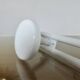 White lacquered metal coat rack with 2 hooks from the 70s