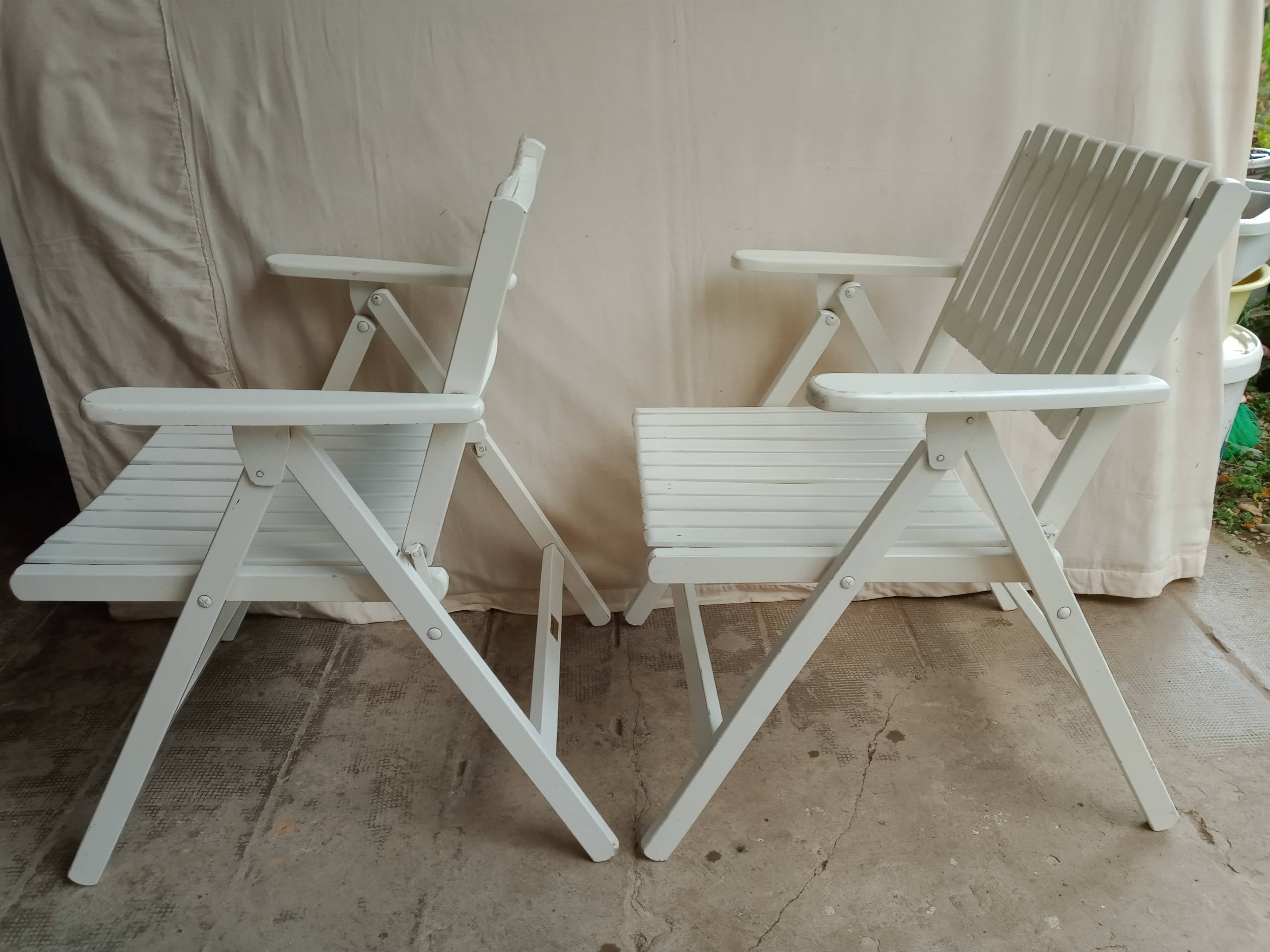 Vintage garden furniture R Gleizes in white painted wood