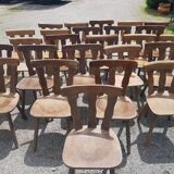 Old bistro chairs in solid oak wood